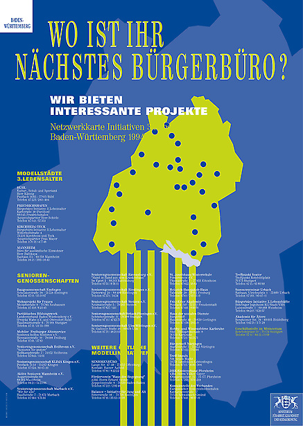 Sozialministerium <br> Baden Württemberg - Plakat 'Wo ist Ihr nächstes Bürgerbüro?' von Tomm Everett